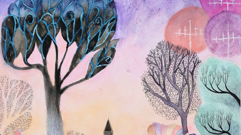 Magic tree - whimsical wall art uk