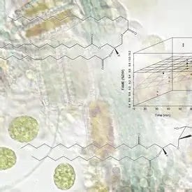 Scientific skincare research background with retinol molecular formulas and data charts