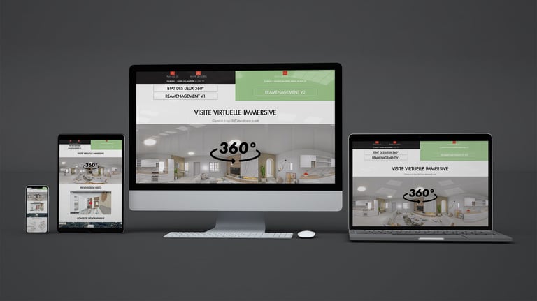 Rendu 3D architectural intégré dans une interface web de promotion immobilière