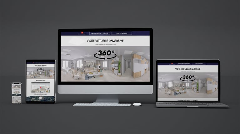 Page web responsive pour vente sur plan 3D avec visuels immersifs