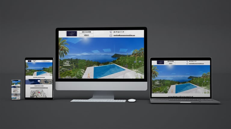 Rendu 3D intégré à une page web de vente VEFA multi-écrans