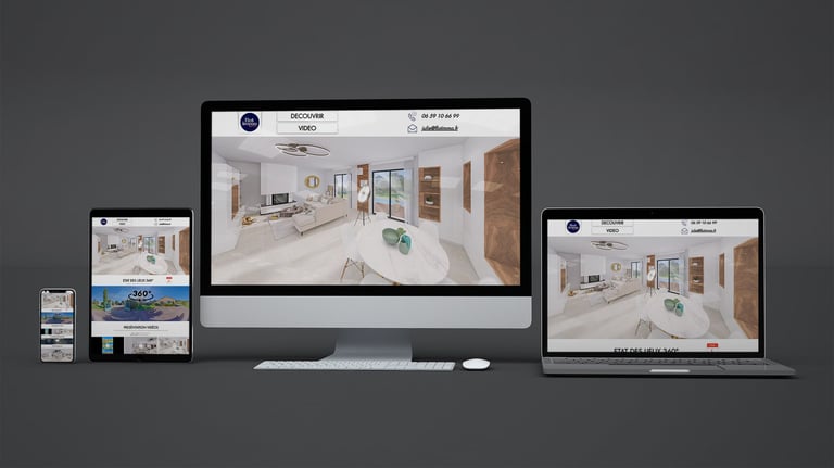Maquette web responsive illustrant un concept architectural en VEFA