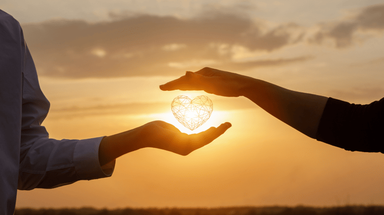 a person holding a heart shaped object in their hands