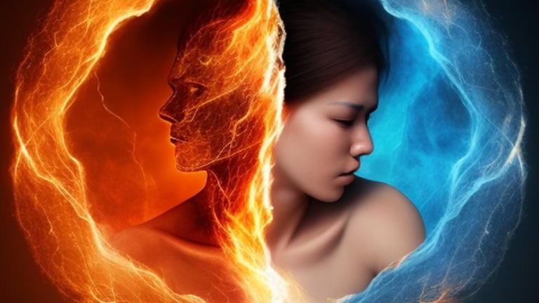a woman going through the fire of transformation