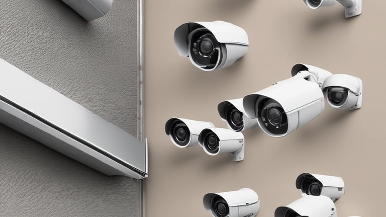 A person is standing inside a technical room or server room, working with equipment mounted on a rack. They appear focused and are adjusting or observing the setup. The equipment includes cables and a camera on a tripod. The scene is viewed through a square window with bolts, suggesting a secure or restricted area.