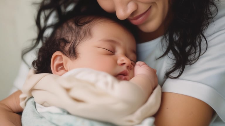 woman breastfeeds baby