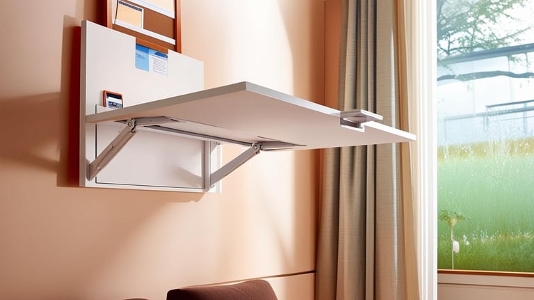 white foldable desk in living room