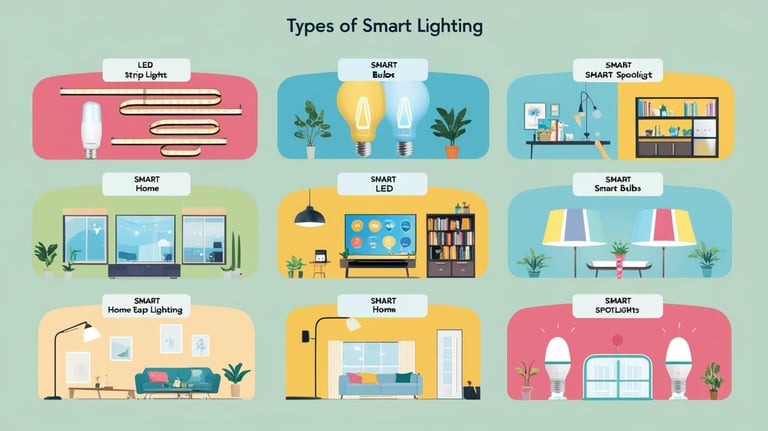 a set of different types of smart lighting fixtures