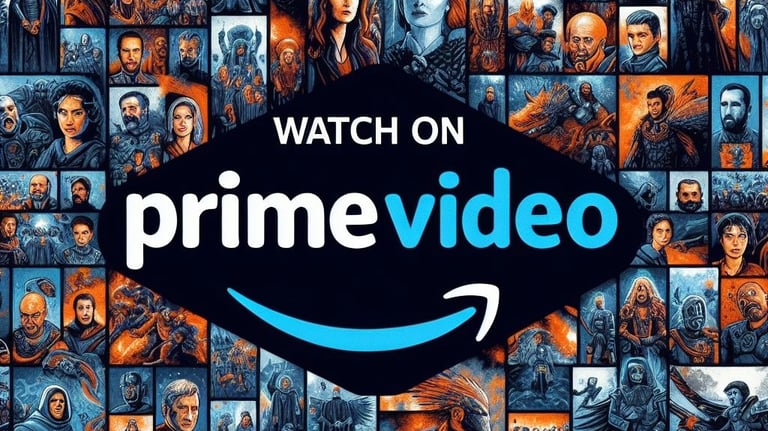 a bunch of people standing in front of a wall with the words watch on amazon