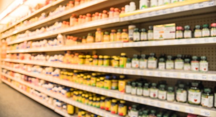 supplements on shelves
