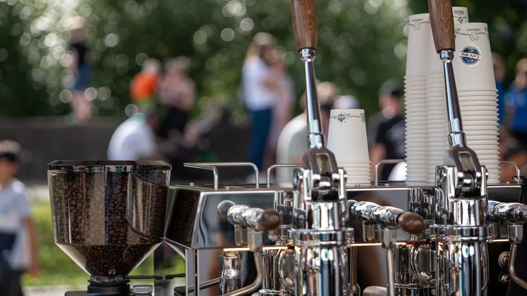 lever espresso machine on a mobile coffeebar