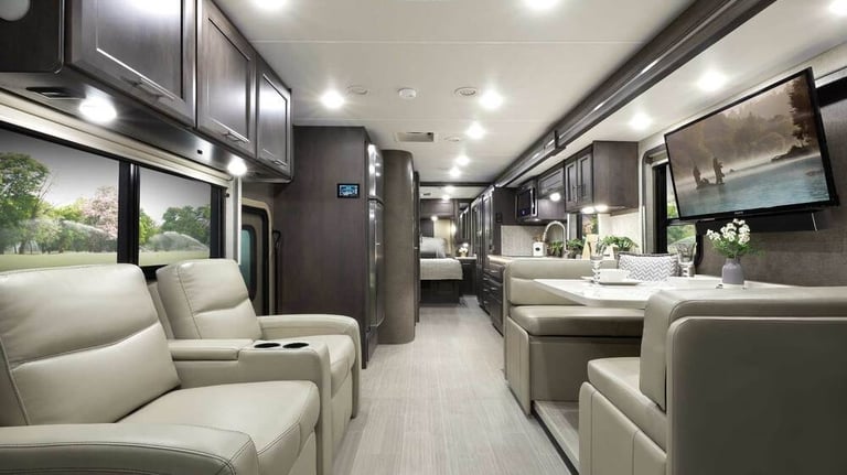 leather furniture inside RV motorhome