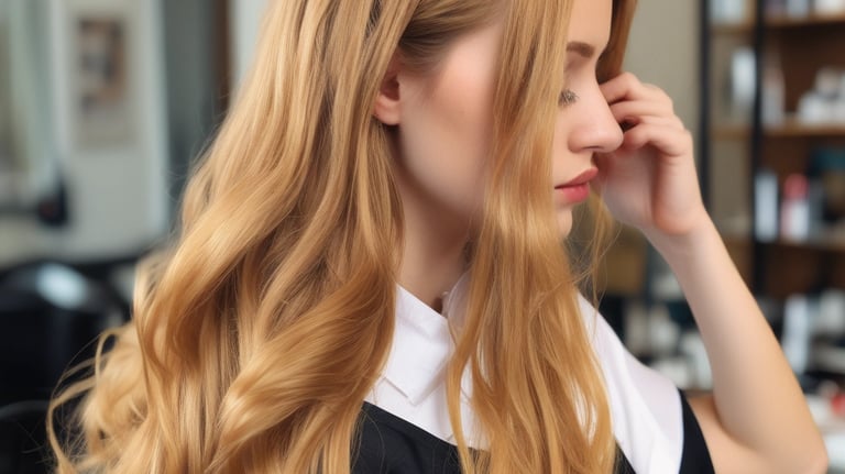 A serene salon interior with elegant decor and soft lighting.