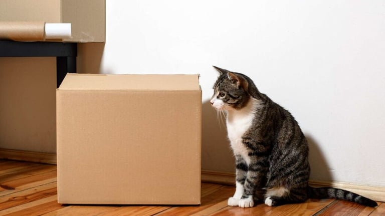 chat déménagement carton