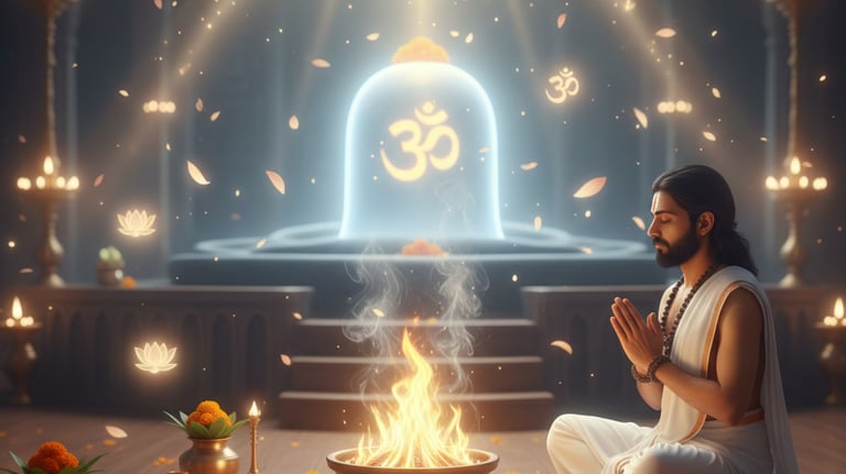 Lakshmi puja setup with coins, diya, and fresh flowers for abundance