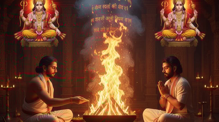 Devotee offering prayers with folded hands during the puja