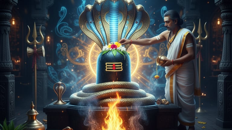 Ganesh puja setup with idols, incense sticks, and flowers