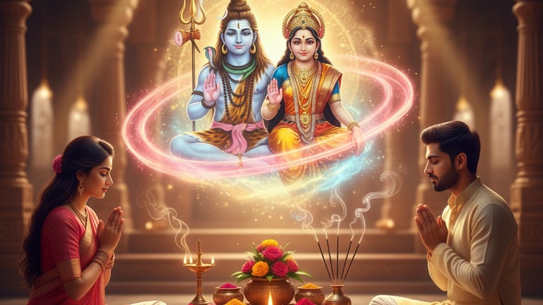 Idol of Lord Shiva being worshipped with water and bilva leaves