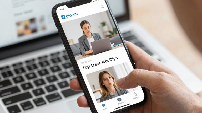 Close-up of a smartphone showcasing a responsive web design with neon green highlights.