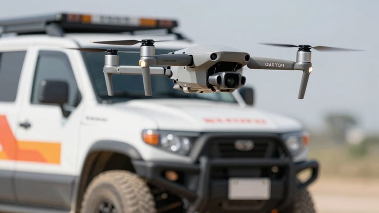 protezione civile sullo sfondo sfocato con rone in primo piano