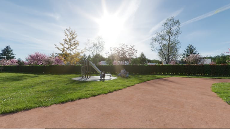 aménagement paysager et bassin du lotissement Domaine du Parc