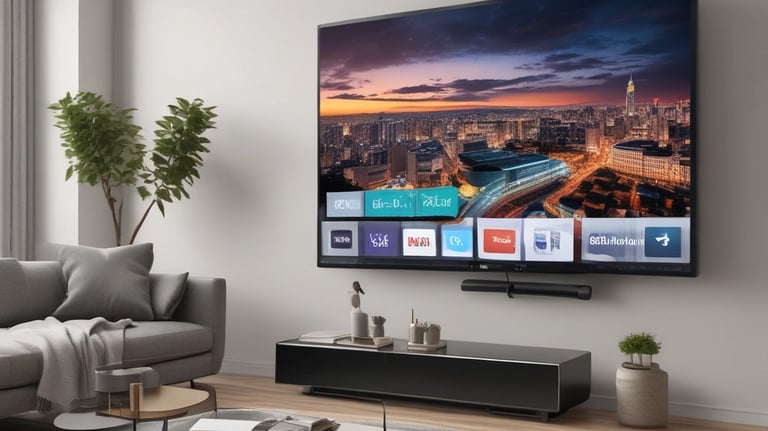 a person holding a remote control control of a smart tv