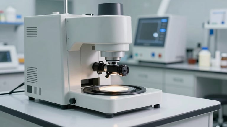 A clean, clinical photograph of a dairy testing laboratory. Professional equipment and white surfaces reflect a commitment to safety and quality for imported dairy brands.