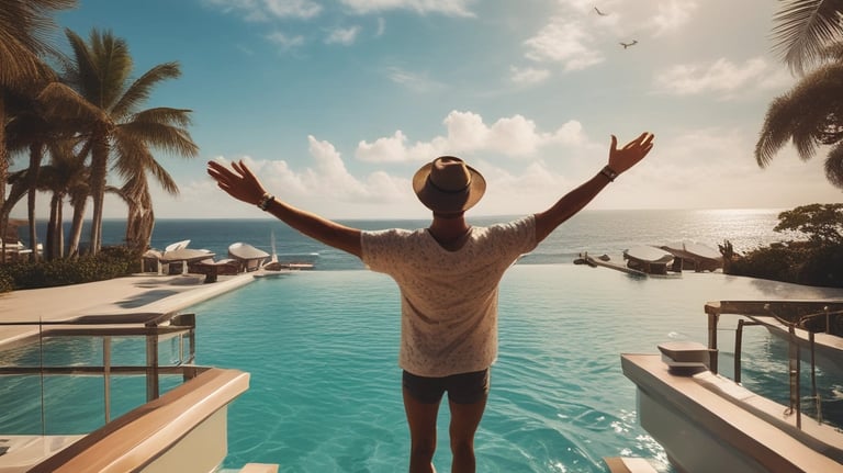a man in a suit and hat with a watch on his wrist
