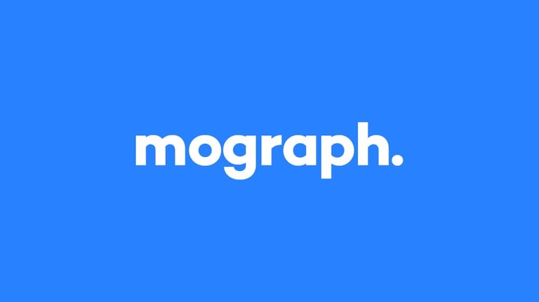Mograph riječ ispisana na plavoj podlozi, predstavlja uvodnu sliku za Motion graphics blog objavu