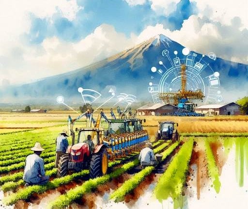 Collecting crops on farm field in Kenya