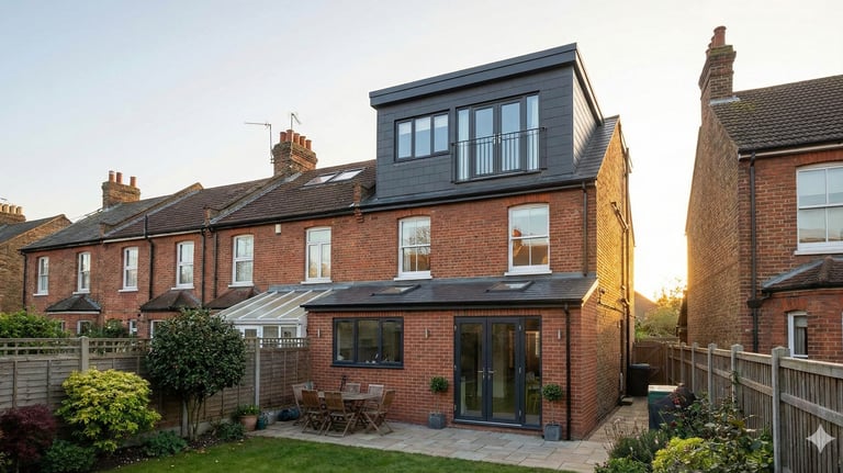 home extended with rear dormer and kitchen extension