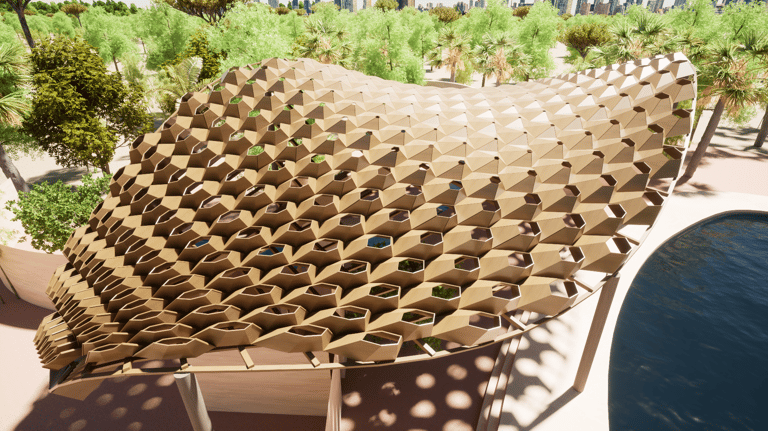 hexagon canopy concept design parametric architecture