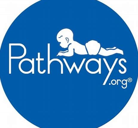 a baby is shown in a blue background with the word Pathways.org