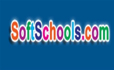 a blue background with the logo softschools.com