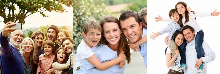 a family of four people posing for a picture