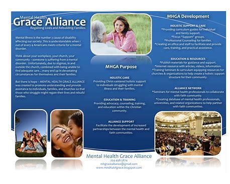 a brochure with a blue background showing families 