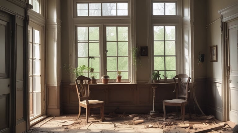 A curved facade covered in white latticework