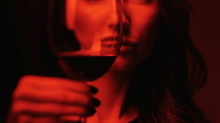 Woman with glass of wine