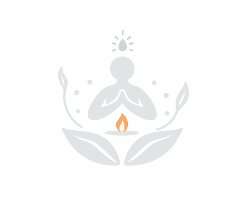 Logo with flame in persons belly highlighted orange