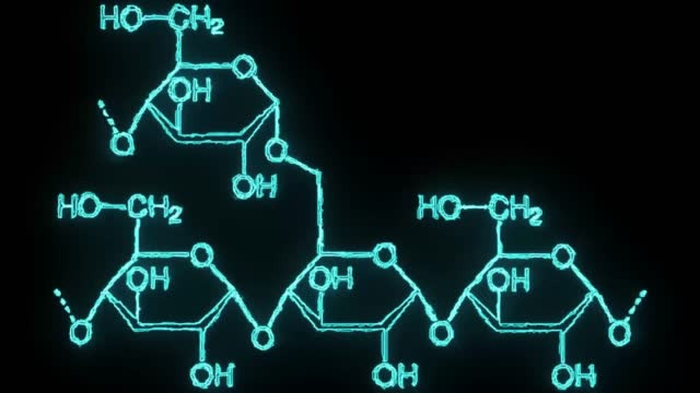 a group of blue neon molecules and chemicals