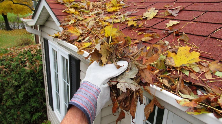 Cleaning up clogged gutters in High Springs Florida