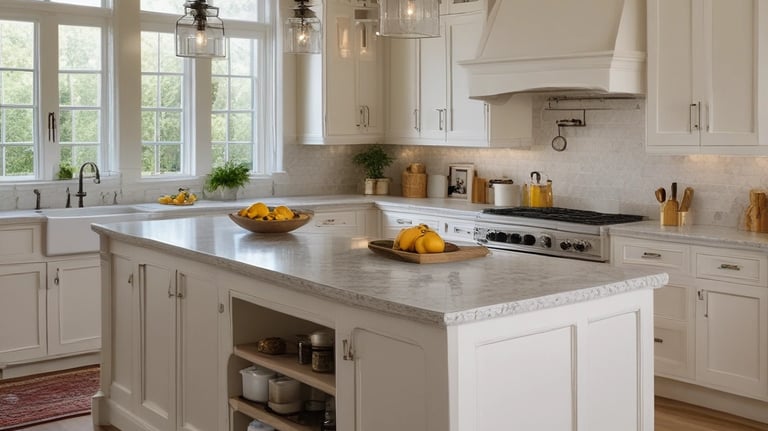 A workshop scene featuring a mannequin of a carpenter working on the wooden frame of a structure. The setting includes various wooden components, tools, and ladders around the workspace. The environment has a rustic and industrial feel with exposed brick walls and a large metal duct overhead.