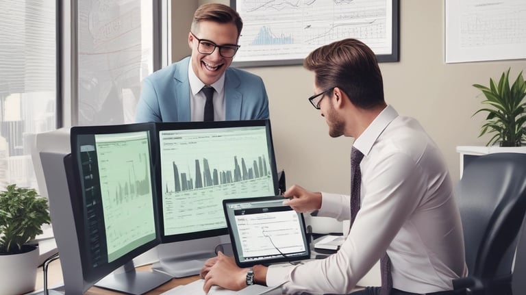 A team of accountants collaborating in an office setting.