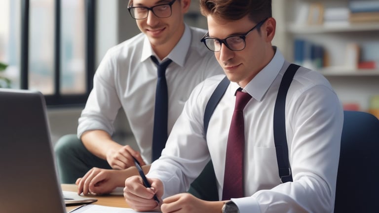 A small business owner discussing finances with an accountant.