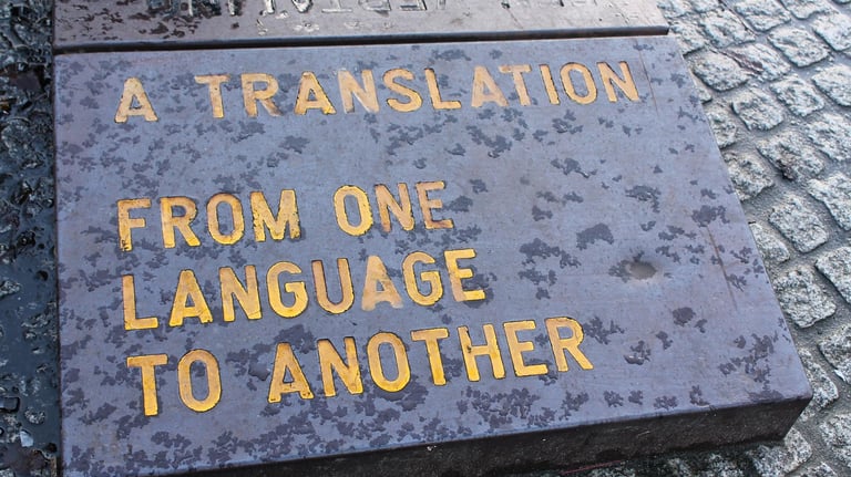 Stone slab inscribed with Translation from one language to another