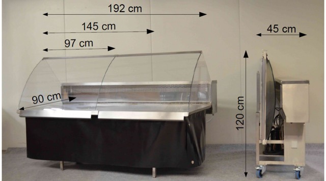 Dimensions de vitrine réfrigérées pliables