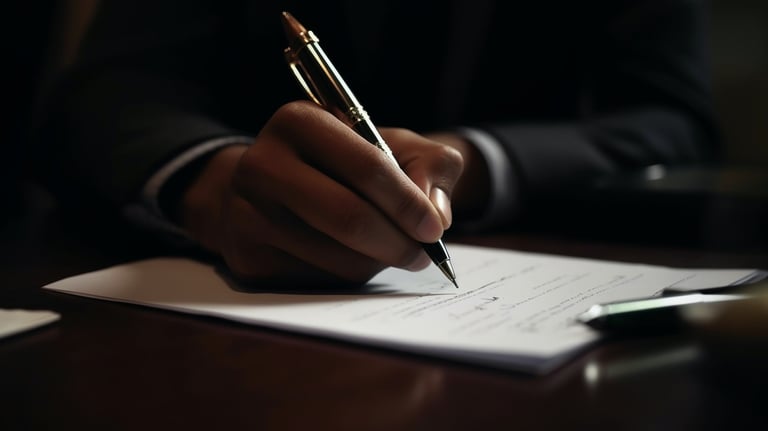 a person holding a pen and writing on a piece of paper