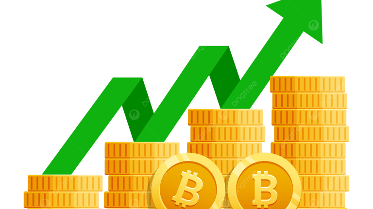 Cartoon-style stack of gold coins with an upward arrow symbolizing growth through DeFi strategies