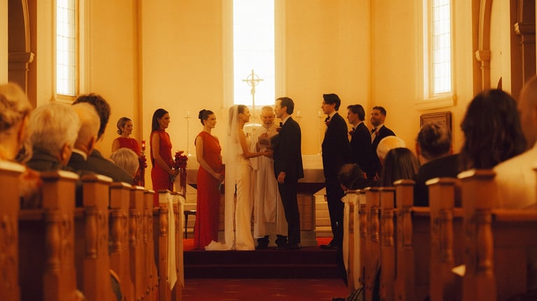 Emotional ceremony moment guests and couple