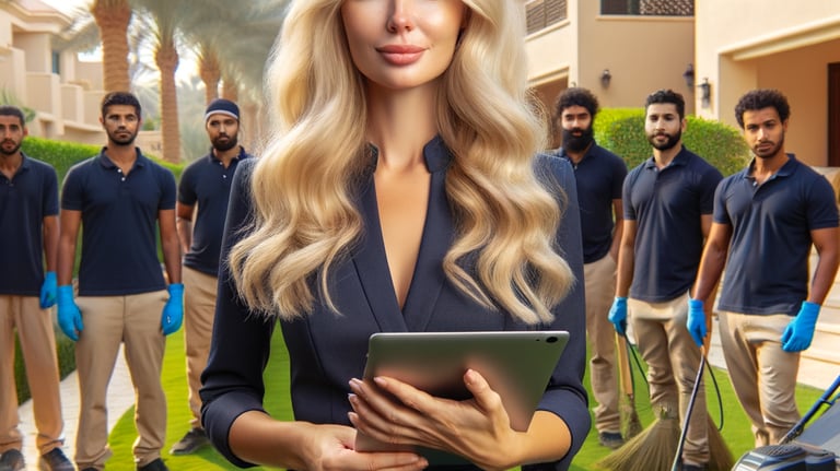 Professional building management with cleaning staff and gardeners.